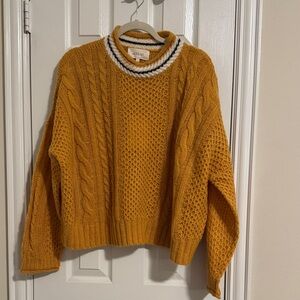 THE GREAT. Striped Navy and Cream Knit Sweater